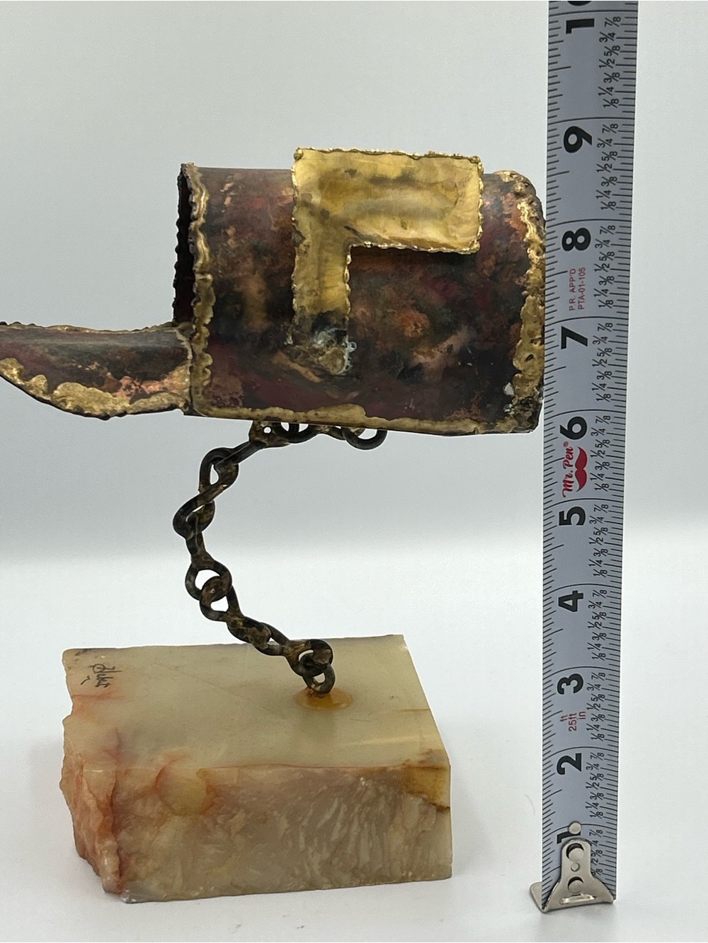MCM Vintage 1974 Robert Stewart Copper Sculpture Mailbox With Stone